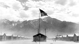 Manzanar Relocation Center, 300 miles from Los Angeles in the desert region of California, was the wartime home for scores of Japanese American families evacuated from their homes. (L.A. Library)